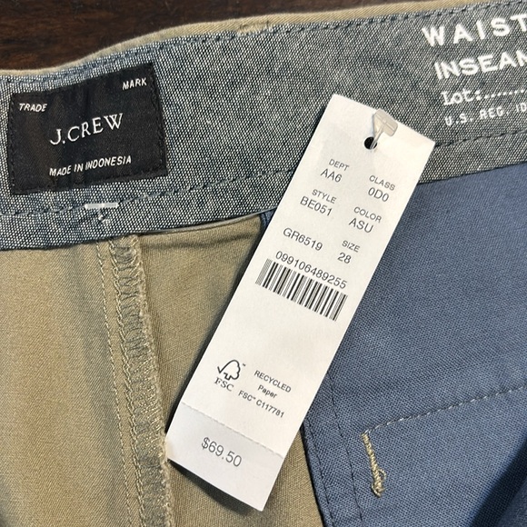 New with Tags! 💚 Men’s J. Crew 7” Stretch Chino Khaki-green Shorts - 28” Waist - Picture 6 of 10